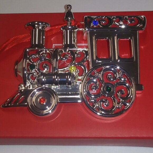 New Lenox Sterling Silver-Plated Train Ornament - Picture 2 of 2